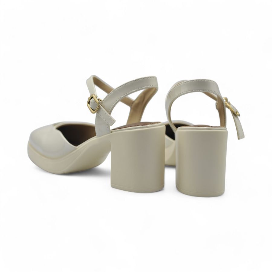 Giày Hở Gót Nữ TGG 2510-3 Minmin Màu Trắng Da Bóng Size 37