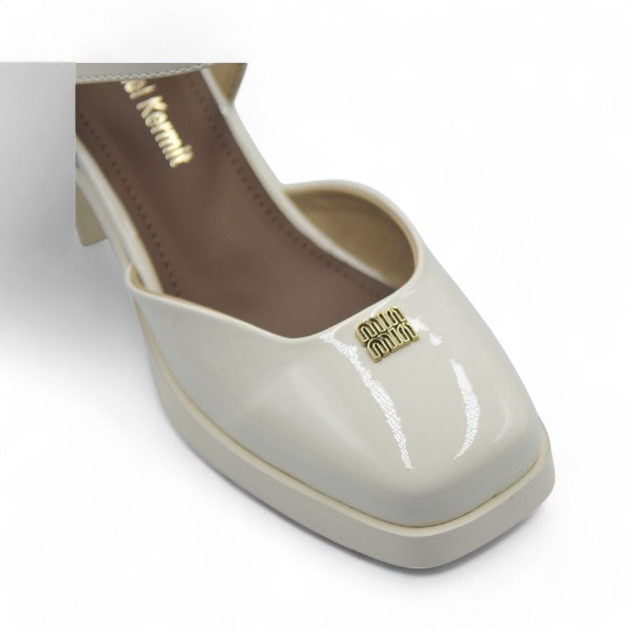 Giày Hở Gót Nữ TGG 2510-3 Minmin Màu Trắng Da Bóng Size 37