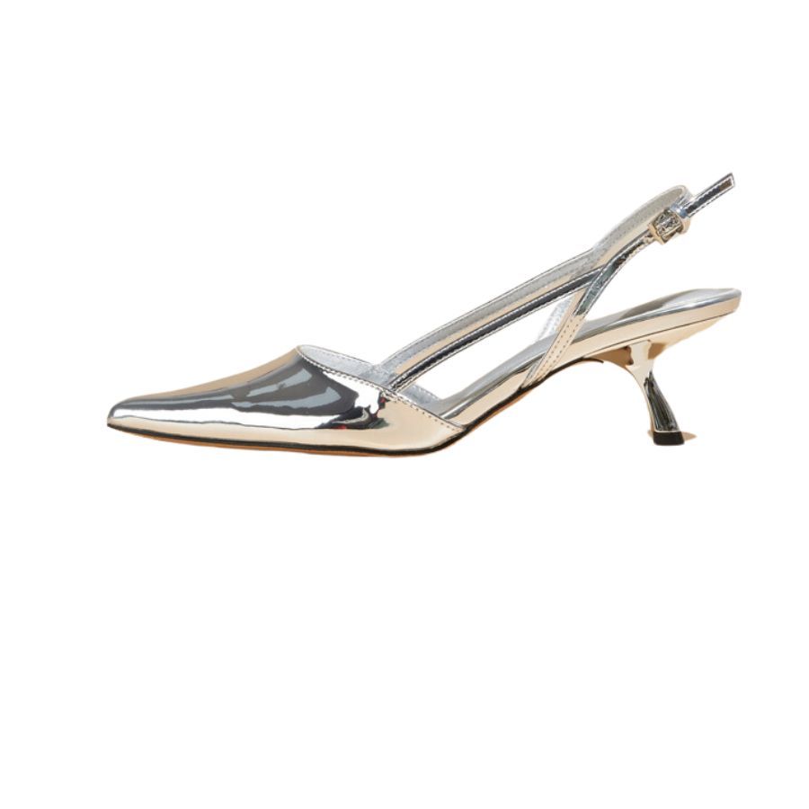 Giày Hở Gót Nữ TGG ST1679 Màu Bạc Da Trơn Size 37