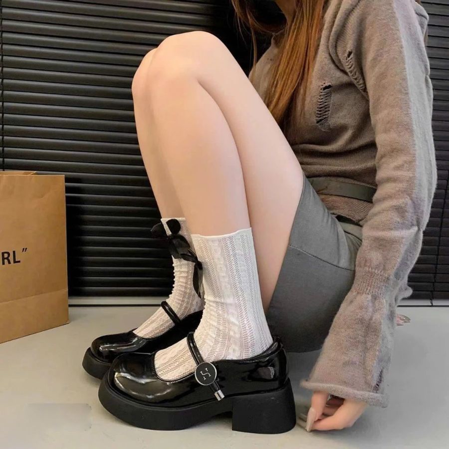 Giày Lolita Nữ TGG A88-11 Màu Đen Da Bóng Size 38