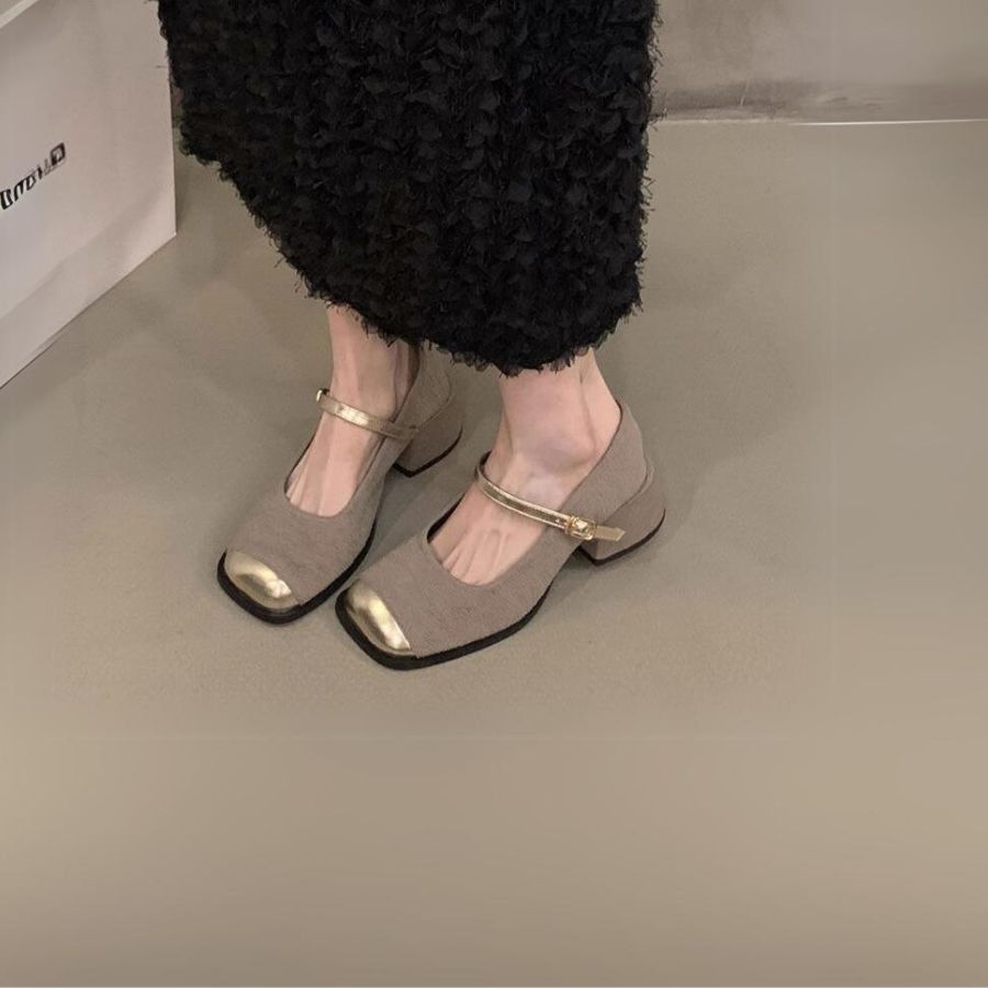 Giày Mary Jane Nữ TGG D1704 Màu Nâu Da Mềm Size 35