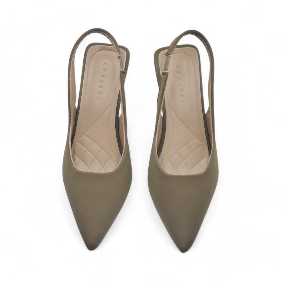 Giày Slingback Nữ TGG 116 Màu Xanh Rêu Da Lì Size 35