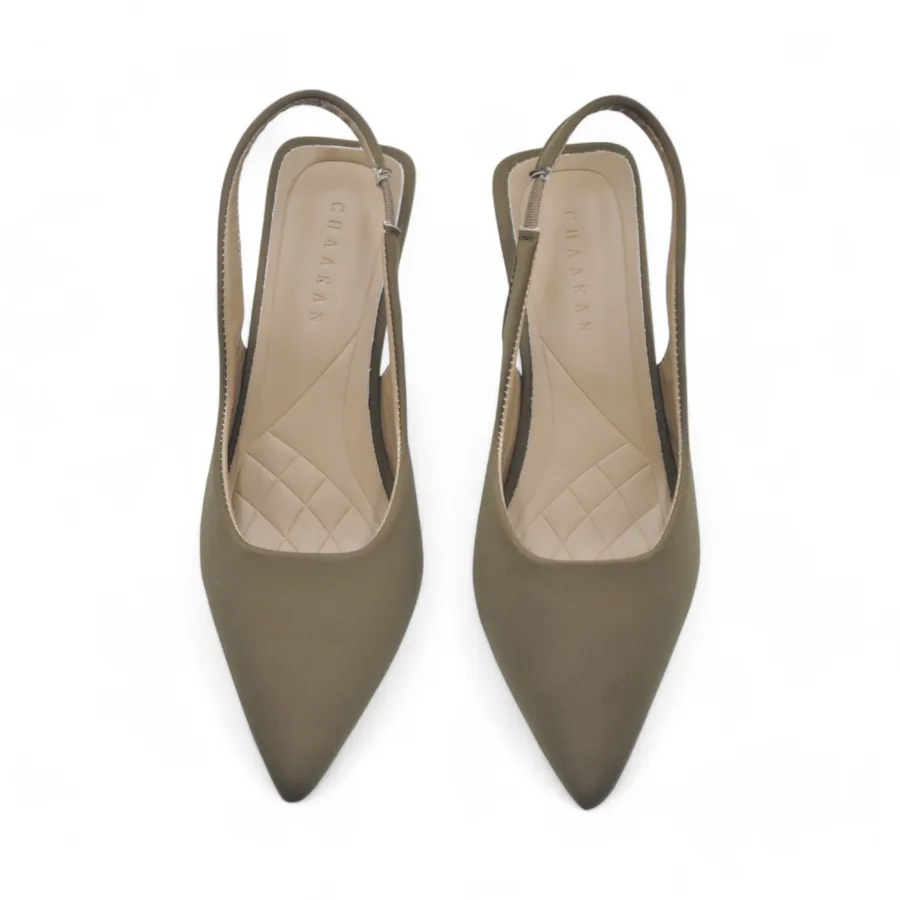 Giày Slingback Nữ TGG 116 Màu Xanh Rêu Da Lì Size 38