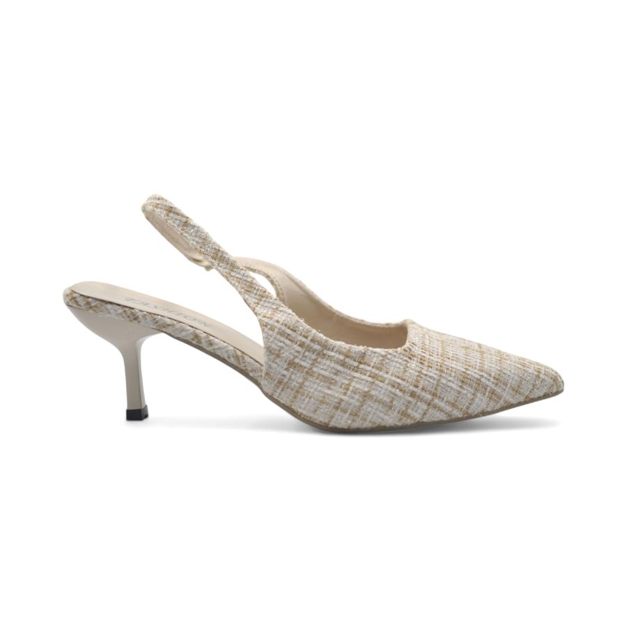Giày Slingback Nữ TGG 1855 Màu Be Vải Mềm Size 40