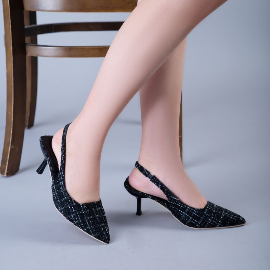 Giày Slingback Nữ TGG 1855 Màu Đen Vải Mềm Size 39