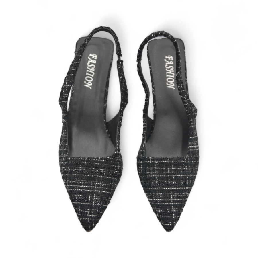Giày Slingback Nữ TGG 1855 Màu Đen Vải Mềm Size 39