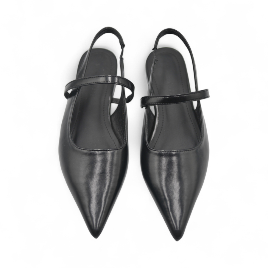 Giày Slingback Nữ TGG 8182-2 Màu Đen Da Trơn Size 39