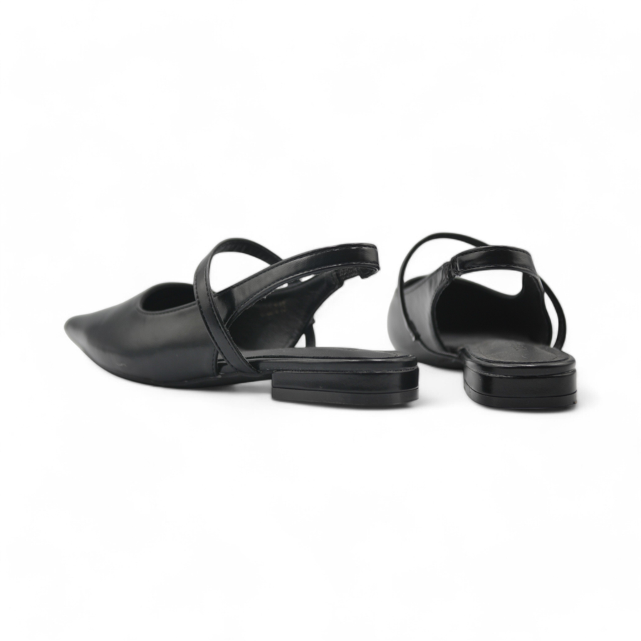 Giày Slingback Nữ TGG 8182-2 Màu Đen Da Trơn Size 39