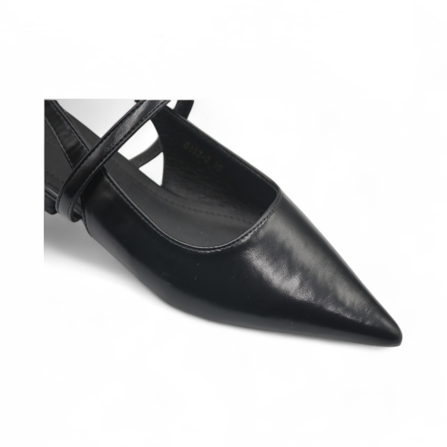 Giày Slingback Nữ TGG 8182-2 Màu Đen Da Trơn Size 39