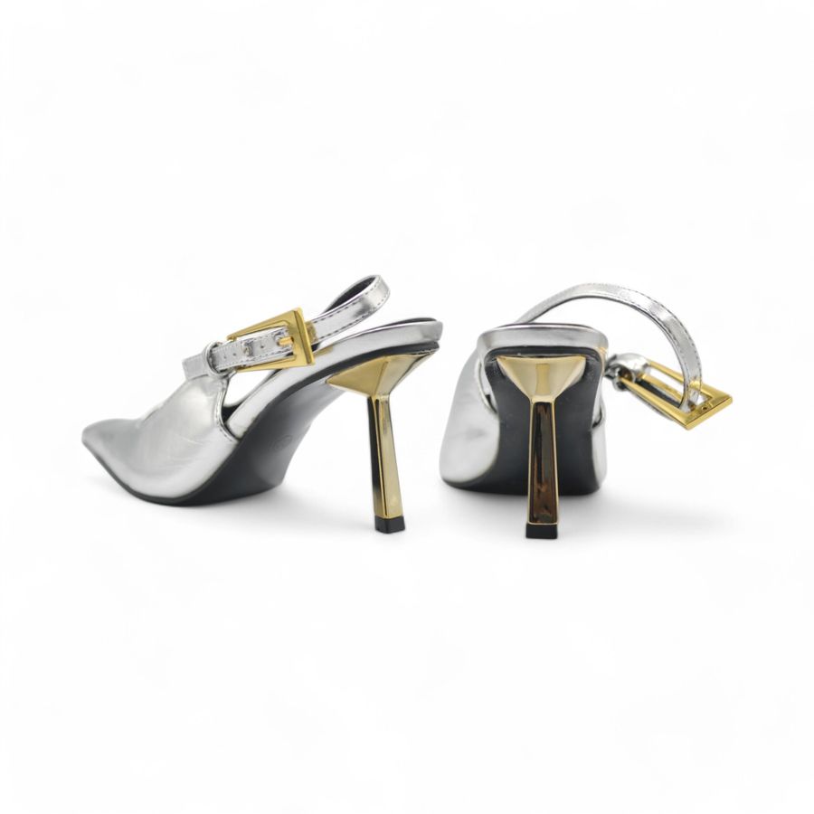Giày Slingback Nữ TGG M8988-1 Màu Bạc Da Mềm Size 38