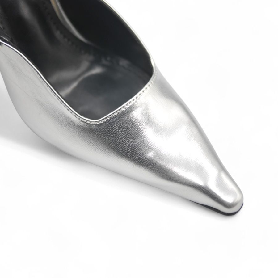 Giày Slingback Nữ TGG M8988-1 Màu Bạc Da Mềm Size 38