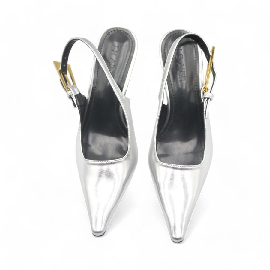 Giày Slingback Nữ TGG M8988-1 Màu Bạc Da Mềm Size 38