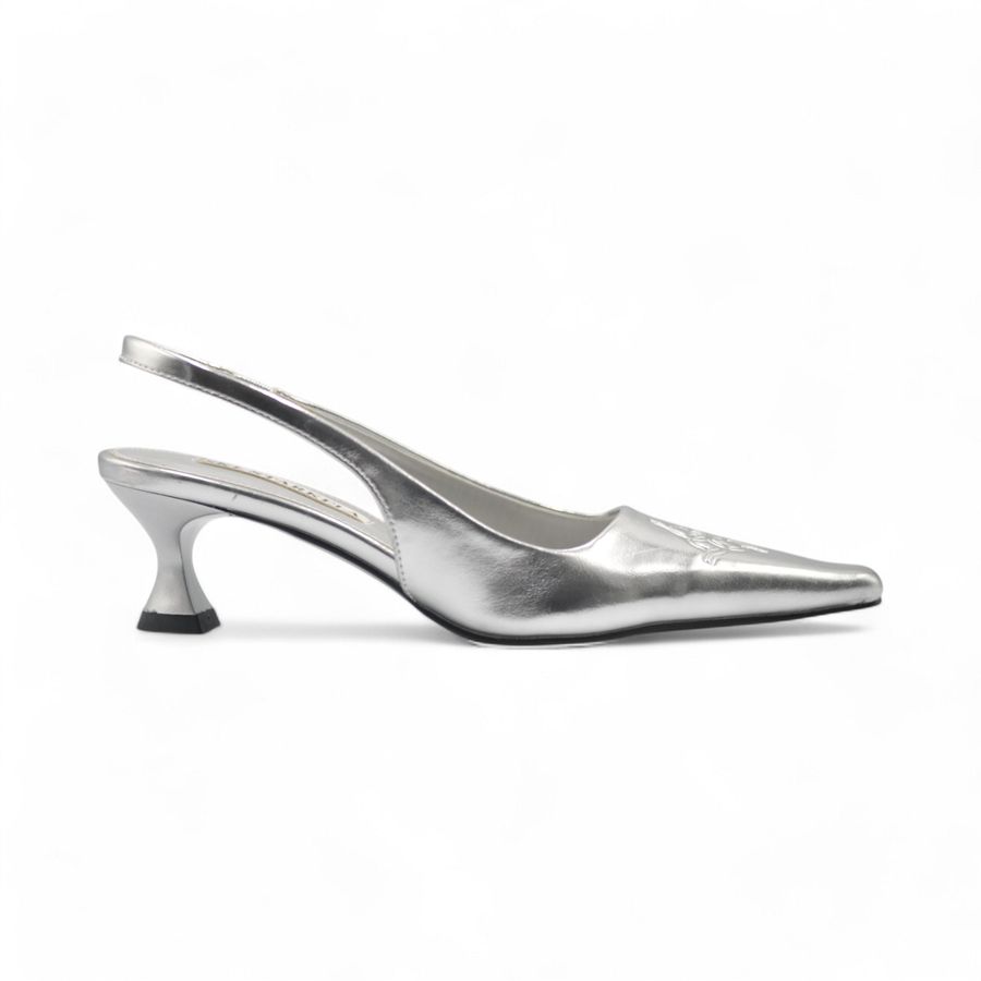Giày Slingback Nữ TGG ST88-13 Màu Bạc Da Trơn Size 36