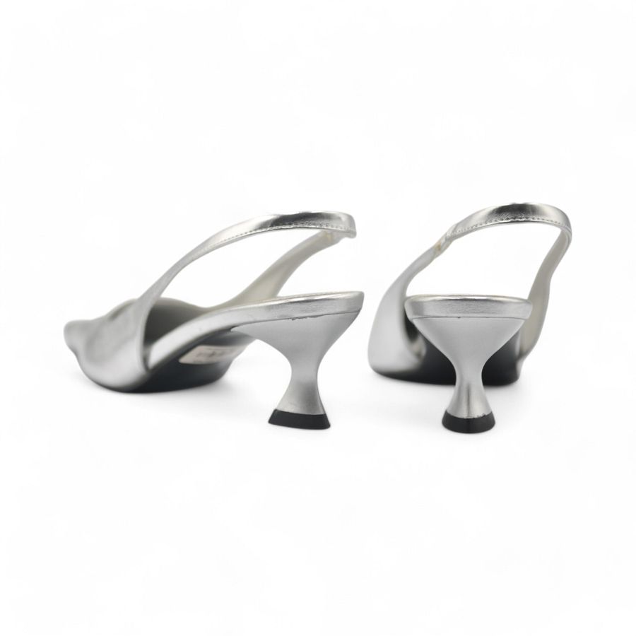 Giày Slingback Nữ TGG ST88-13 Màu Bạc Da Trơn Size 36