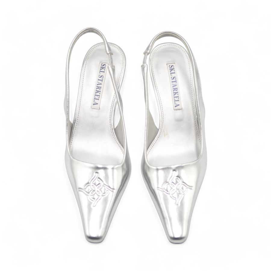 Giày Slingback Nữ TGG ST88-13 Màu Bạc Da Trơn Size 36