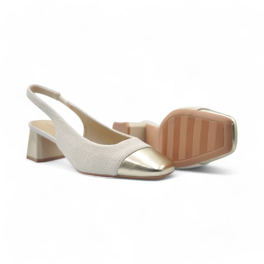 Giày Slingback Nữ TGG SX5299-3 Màu Trắng Da Sần Size 34