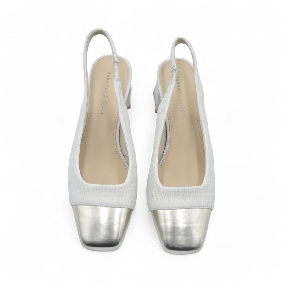 Giày Slingback Nữ TGG SX5299-3 Màu Trắng Da Sần Size 35