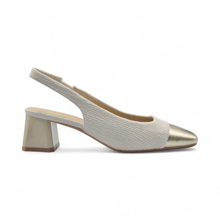 Giày Slingback Nữ TGG SX5299-3 Màu Trắng Da Sần Size 35
