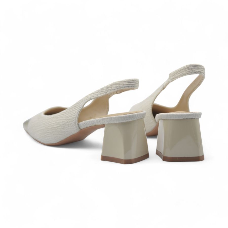 Giày Slingback Nữ TGG SX5299-3 Màu Trắng Da Sần Size 35