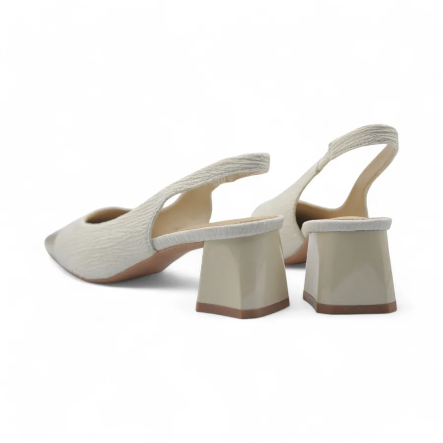 Giày Slingback Nữ TGG SX5299-3 Màu Trắng Da Sần Size 37