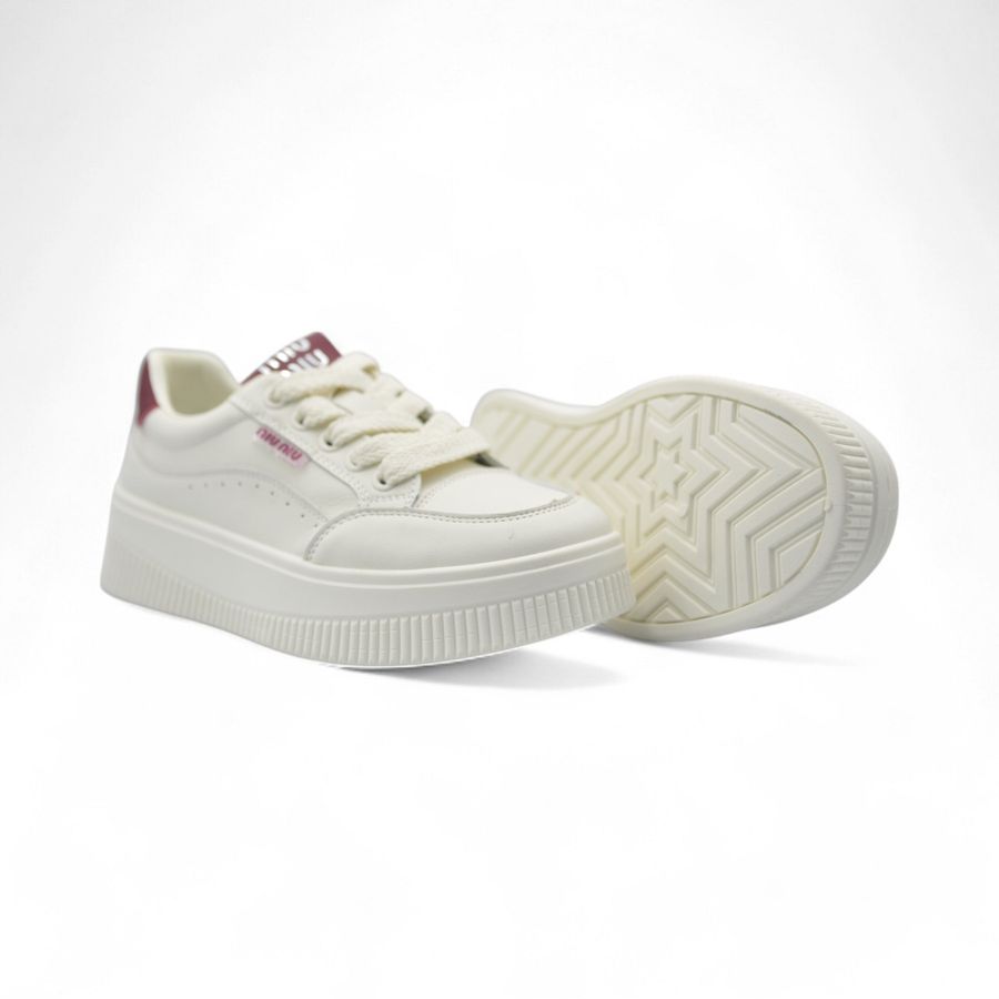 Giày Thể Thao Nữ TGG 530 Da Lì Màu Trắng Size 35