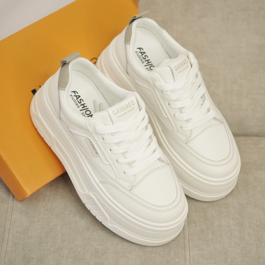 Giày Thể Thao Nữ TGG 827 Màu Trắng Gót Nâu Size 38