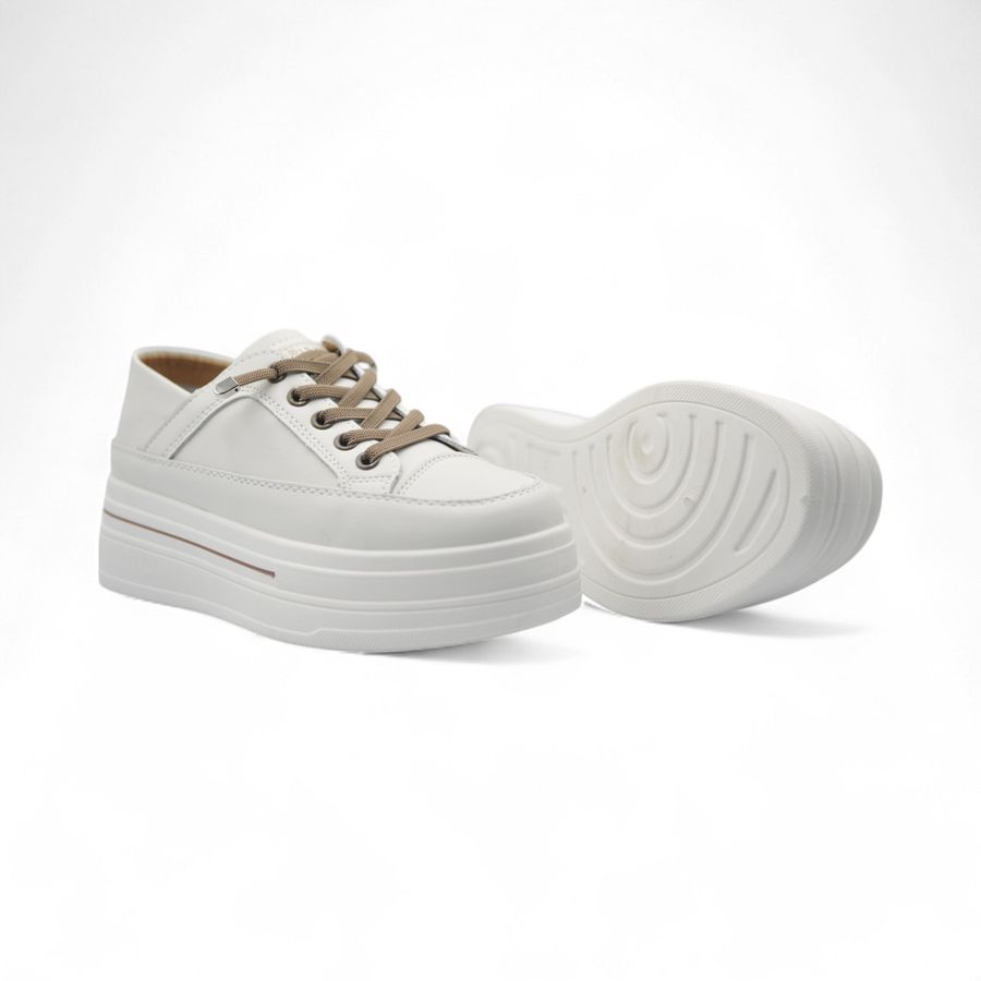 Giày Thể Thao Nữ TGG 8883 Màu Trắng Da Lì Size 38