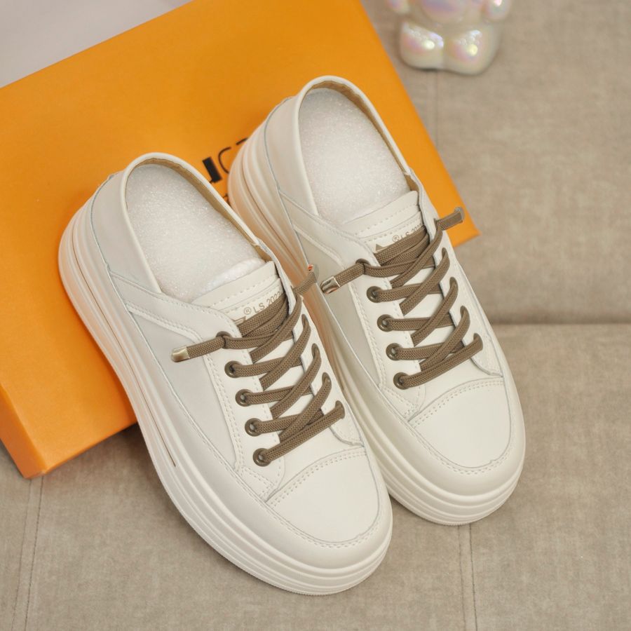 Giày Thể Thao Nữ TGG 8883 Màu Trắng Da Lì Size 38