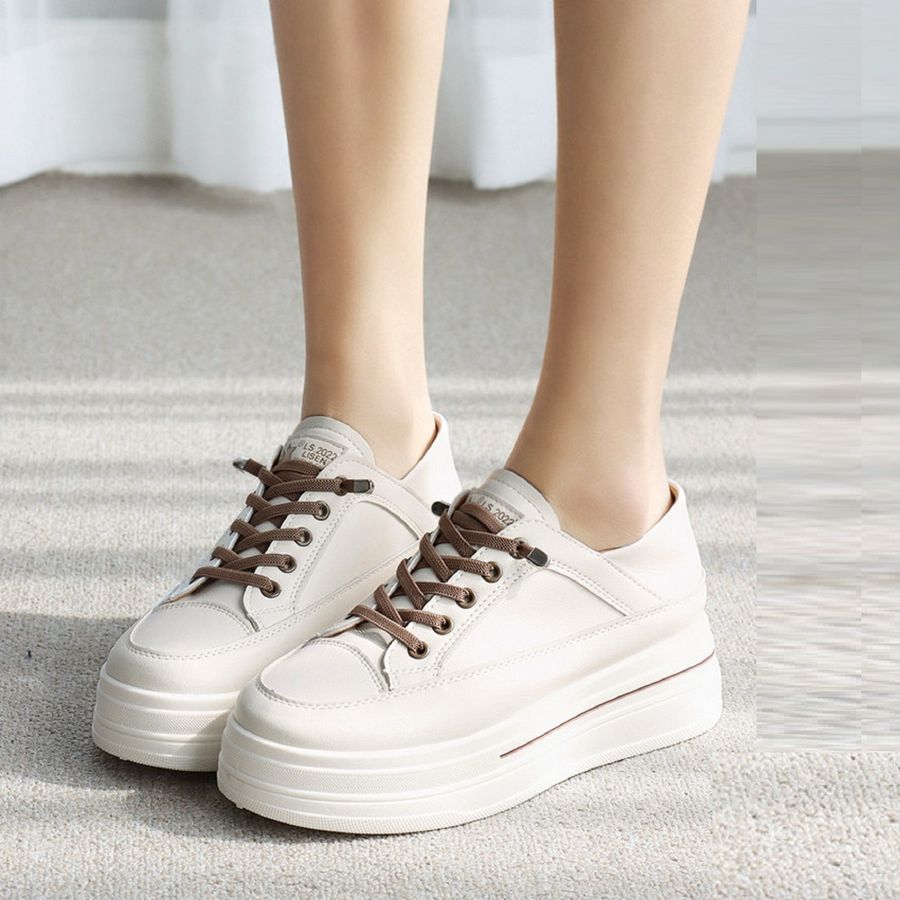 Giày Thể Thao Nữ TGG 8883 Màu Trắng Da Lì Size 38