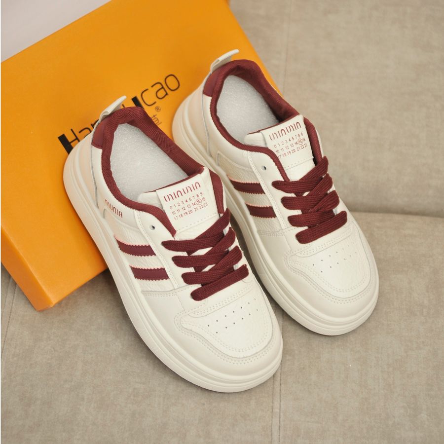 Giày Thể Thao Nữ TGG 902 Miu Miu Trắng Phối Đỏ Đế Cao Size 36