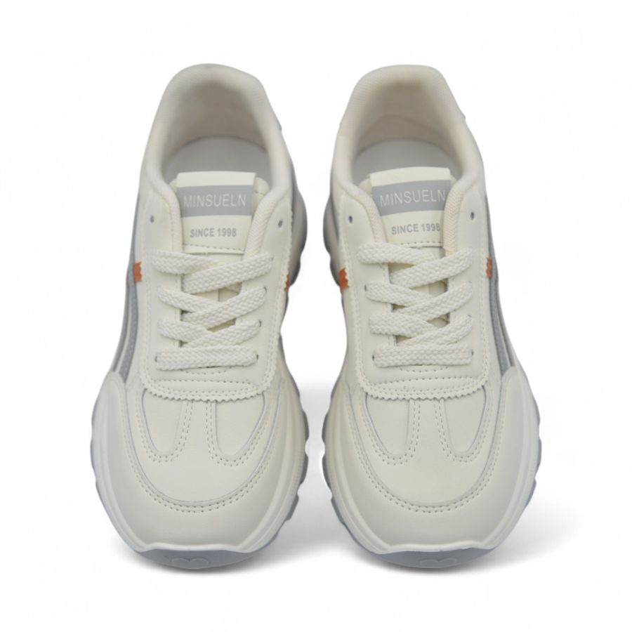 Giày Thể Thao Nữ TGG H2421 Màu Trắng Kẻ Xám Size 40