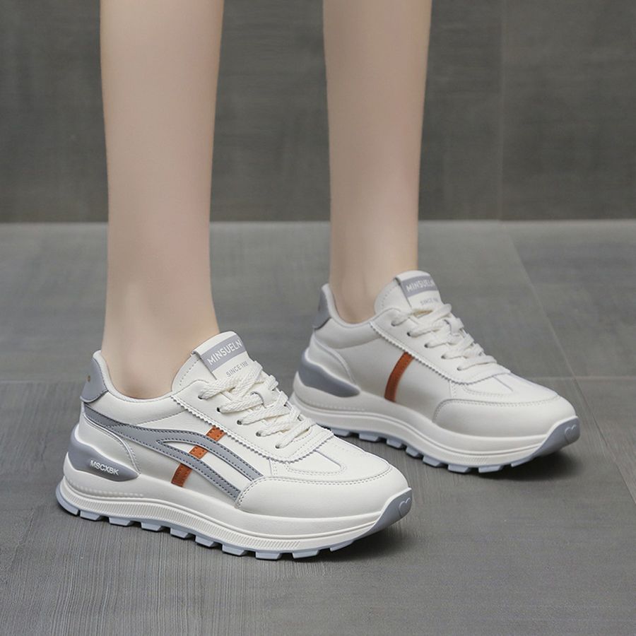 Giày Thể Thao Nữ TGG H2421 Màu Trắng Kẻ Xám Size 40