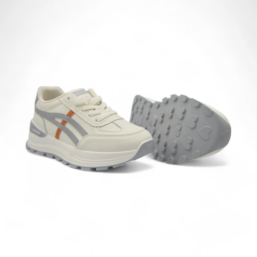 Giày Thể Thao Nữ TGG H2421 Màu Trắng Kẻ Xám Size 40
