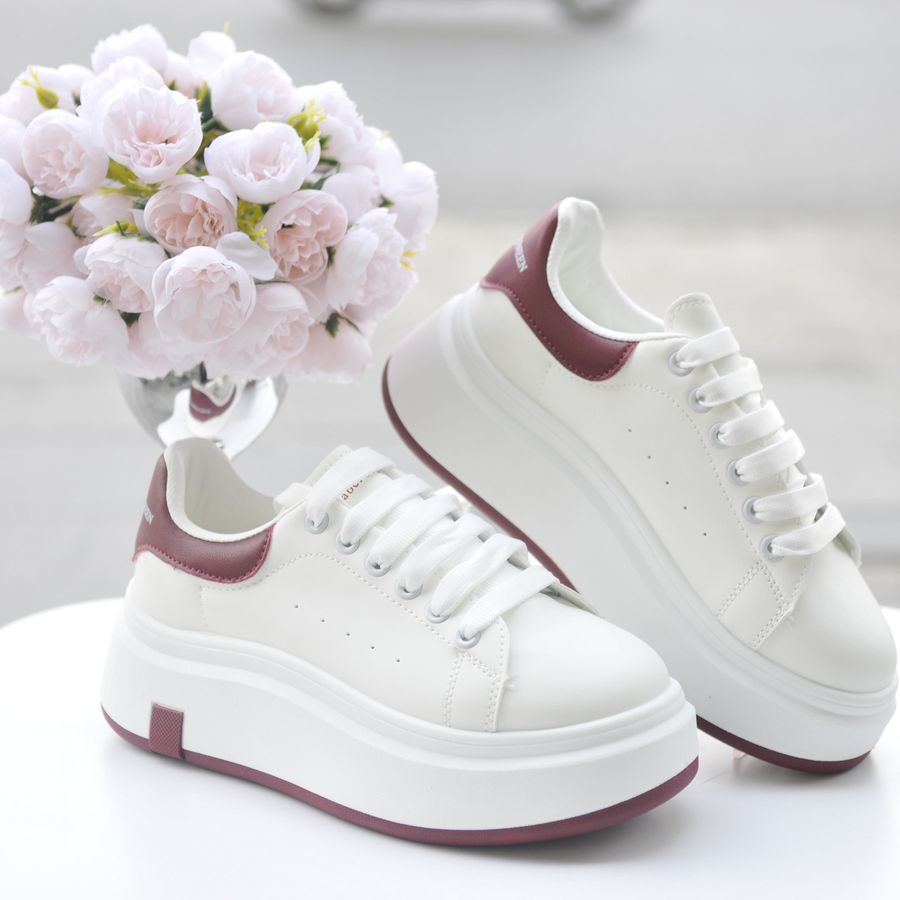 Giày Thể Thao Nữ TGG HB605-1 Trắng Phối Đỏ Size 35