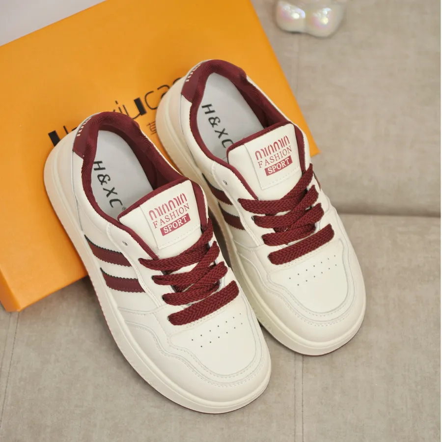 Giày Thể Thao TGG 635 Trắng Phối Đỏ Da Mềm Size 39