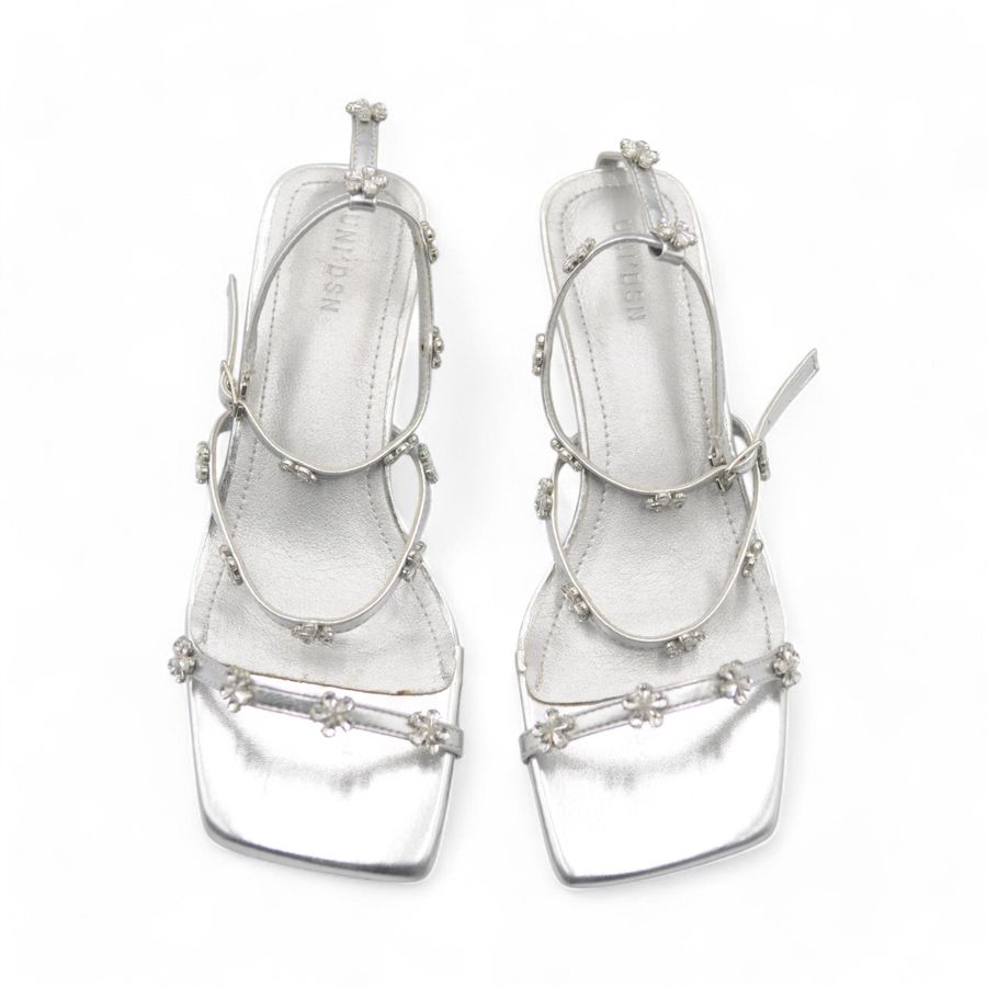 Sandal Cao Gót Nữ TGG UN7060-2 Màu Bạc Da Mềm Size 35
