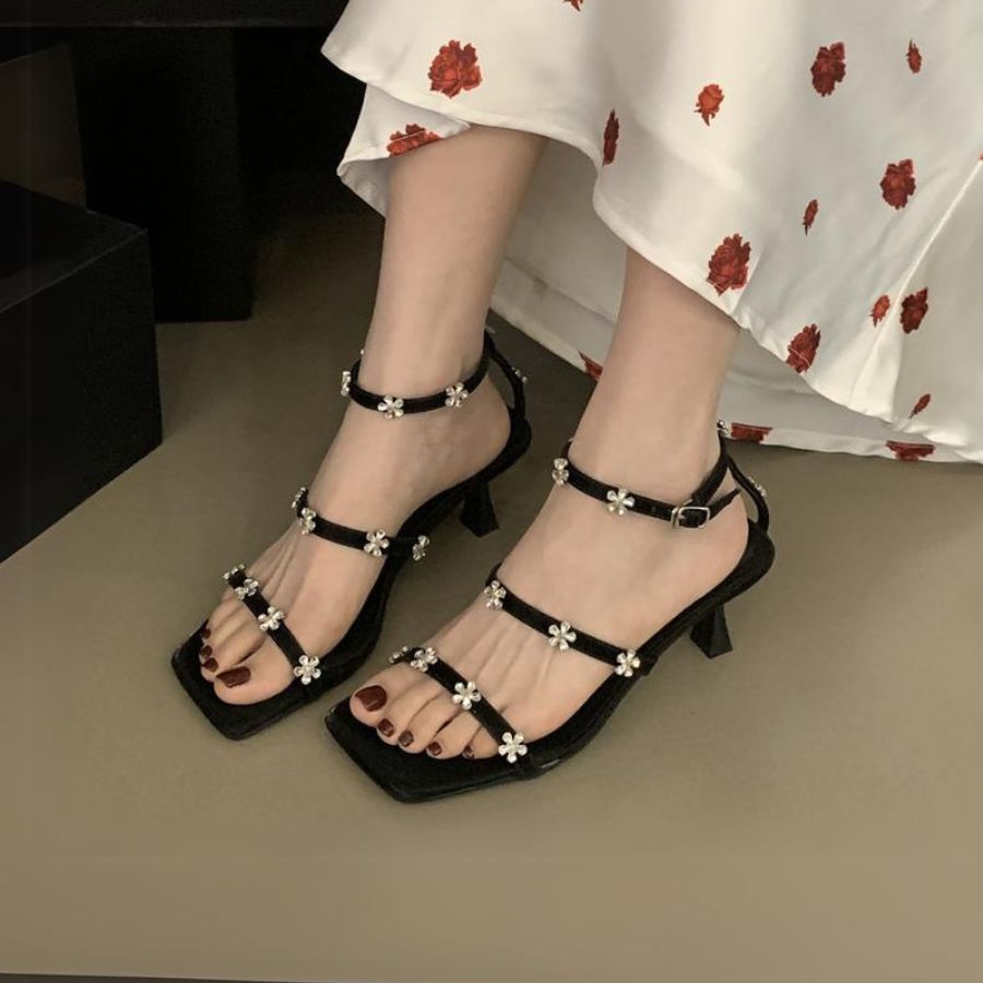 Sandal Cao Gót Nữ TGG UN7060-2 Màu Đen Da Mềm Size 36
