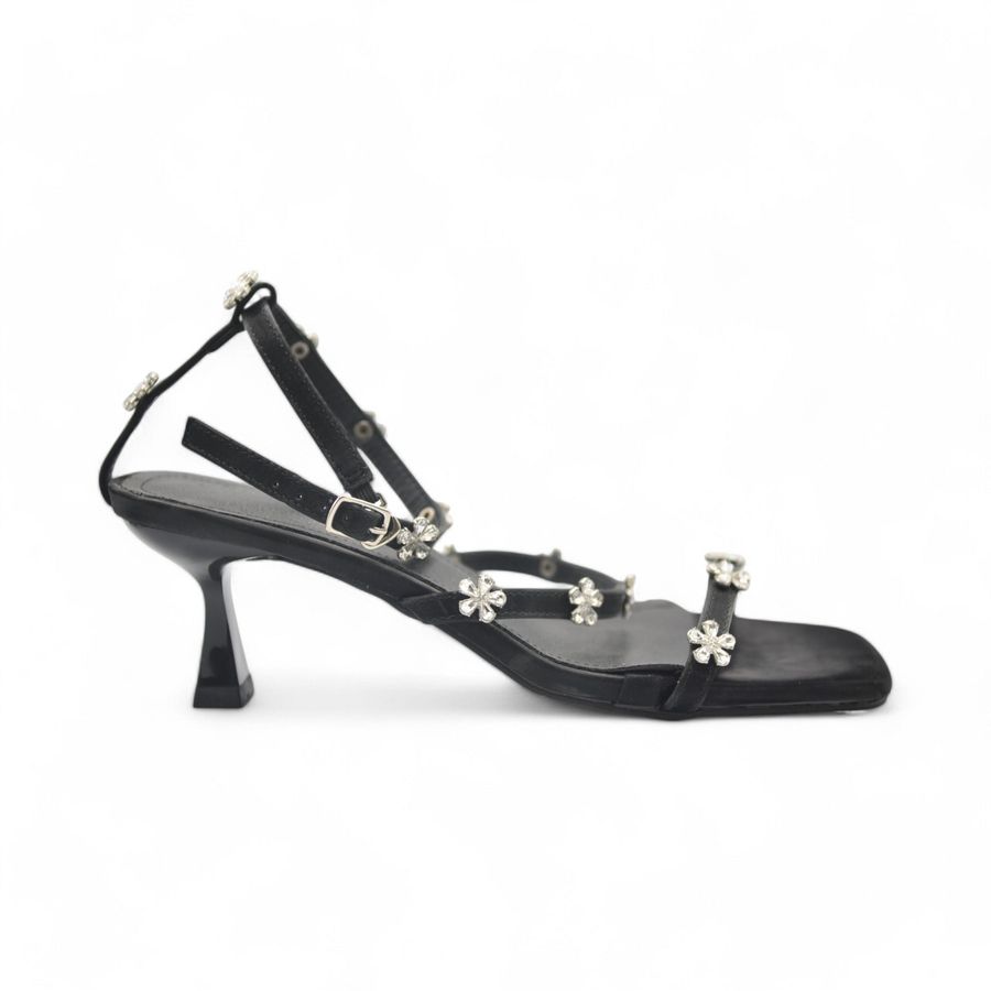 Sandal Cao Gót Nữ TGG UN7060-2 Màu Đen Da Mềm Size 38