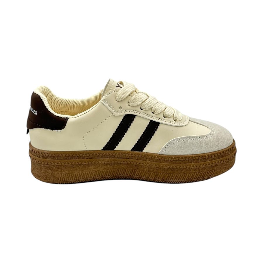 Giày Thể Thao Nữ TGG 88-1 Màu Nâu Phối Kẻ Sọc Size 37