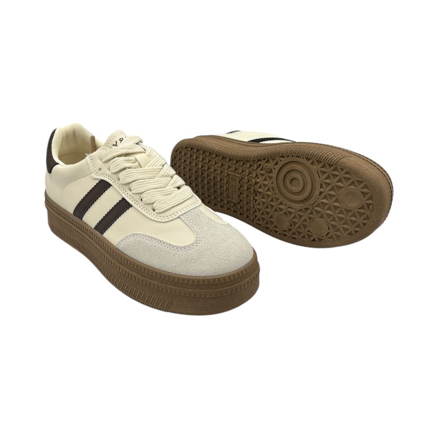 Giày Thể Thao Nữ TGG 88-1 Màu Nâu Phối Kẻ Sọc Size 37