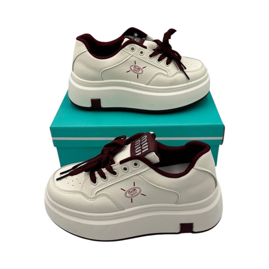 Giày Thể Thao Nữ TGG A-888 Màu Trắng Phối Đỏ Size 39