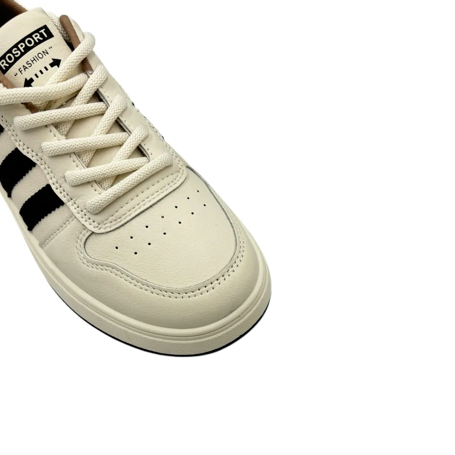 Giày Thể Thao Nữ TGG D55 Màu Trắng Phối Kẻ Đen Size 37