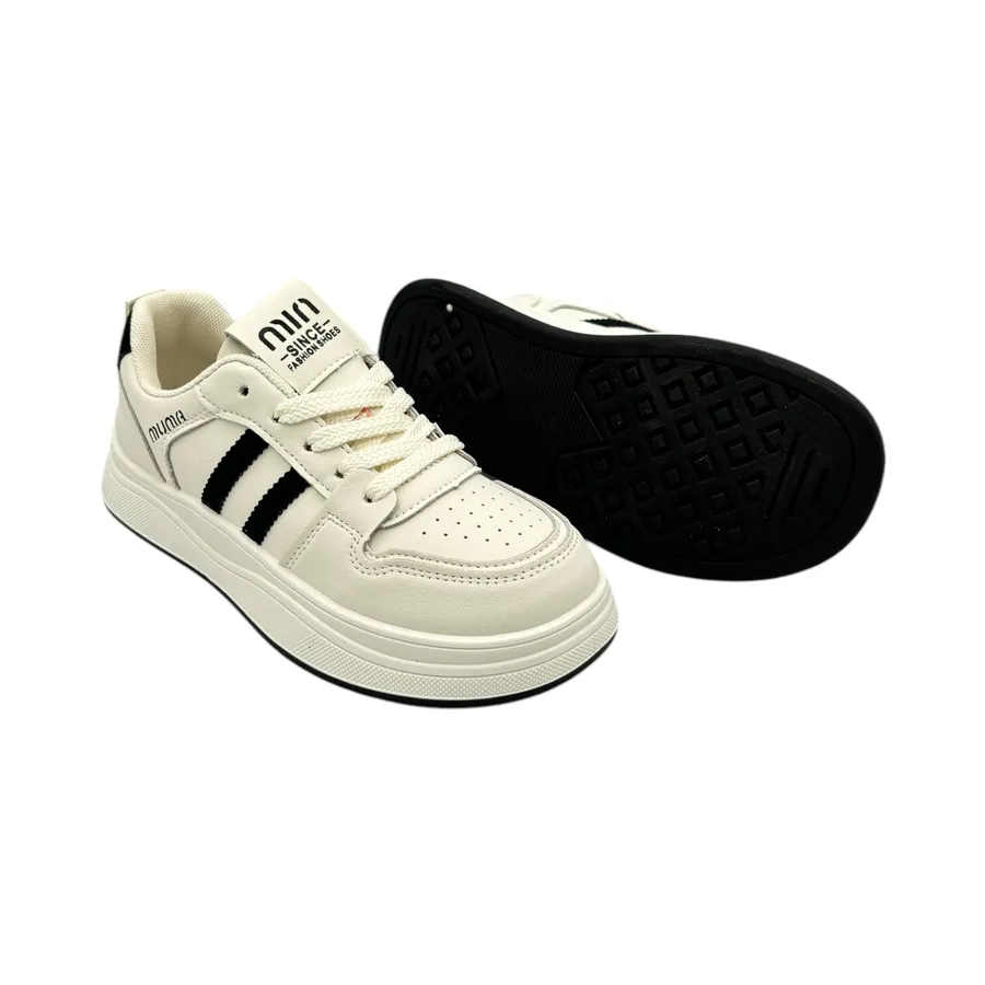 Giày Thể Thao Nữ TGG D55 Màu Trắng Phối Kẻ Đen Size 39