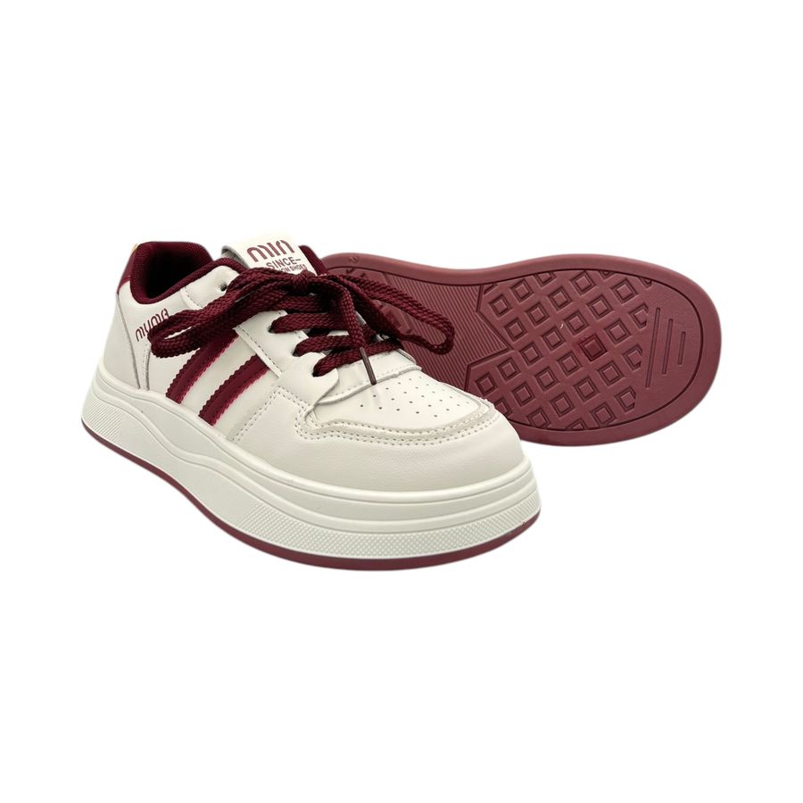 Giày Thể Thao Nữ TGG D55 Trắng Phối Đỏ Min Size 39