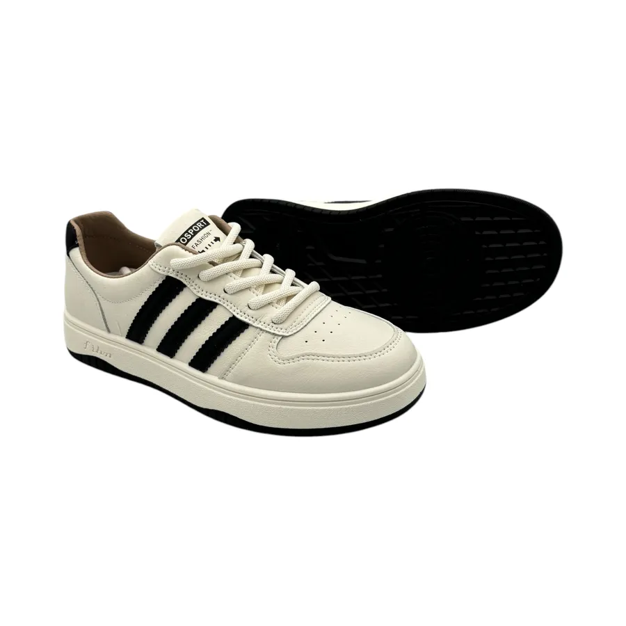 Giày Thể Thao Nữ TGG F013 Trắng Phối Sọc Đen Size 36