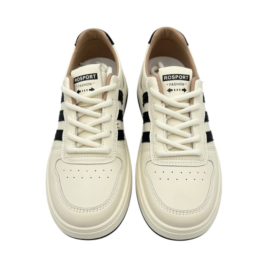 Giày Thể Thao Nữ TGG F013 Trắng Phối Sọc Đen Size 36