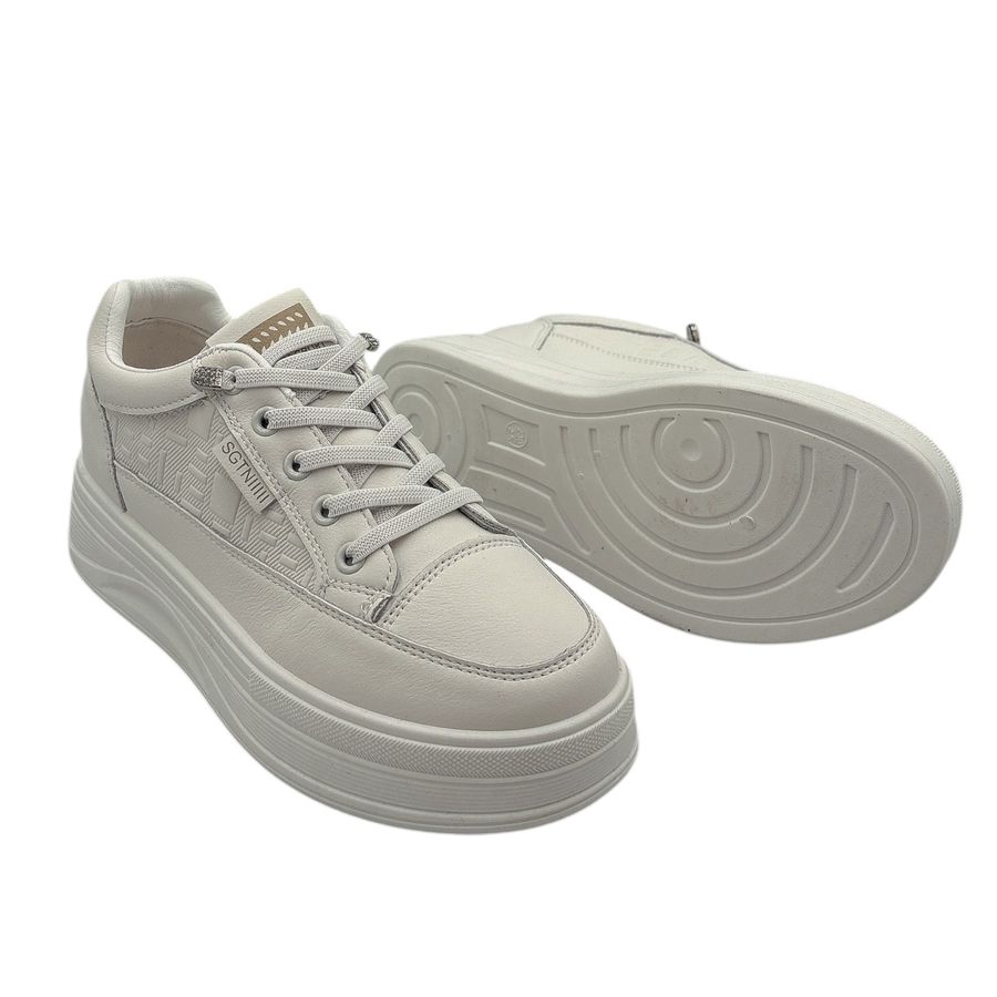 Giày Thể Thao Nữ TGG 8805 Trắng Phối Nâu Vàng Size 37