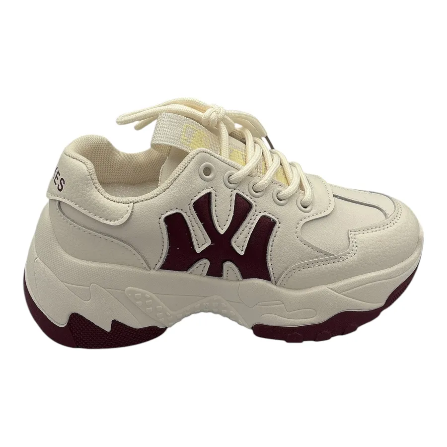 Giày Thể Thao Nữ TGG F1 Màu Be Phối Đế Đỏ Chữ NY Size 39