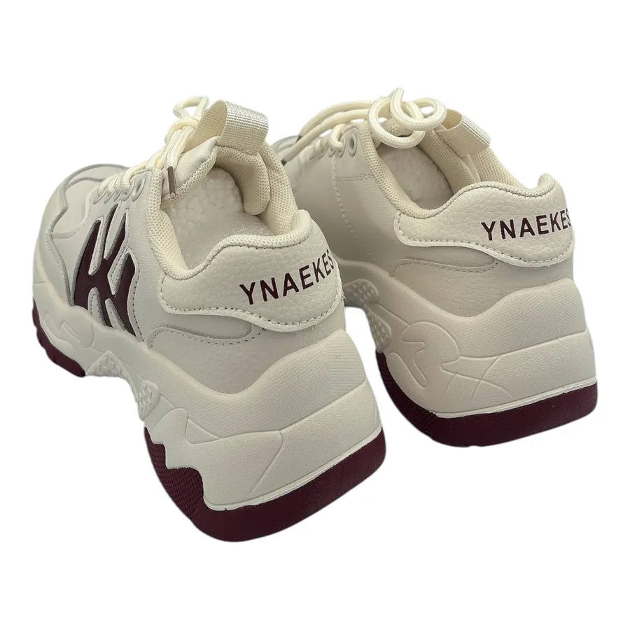 Giày Thể Thao Nữ TGG F1 Màu Be Phối Đế Đỏ Chữ NY Size 39