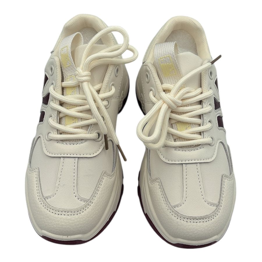 Giày Thể Thao Nữ TGG F1 Màu Be Phối Đế Đỏ Chữ NY Size 39
